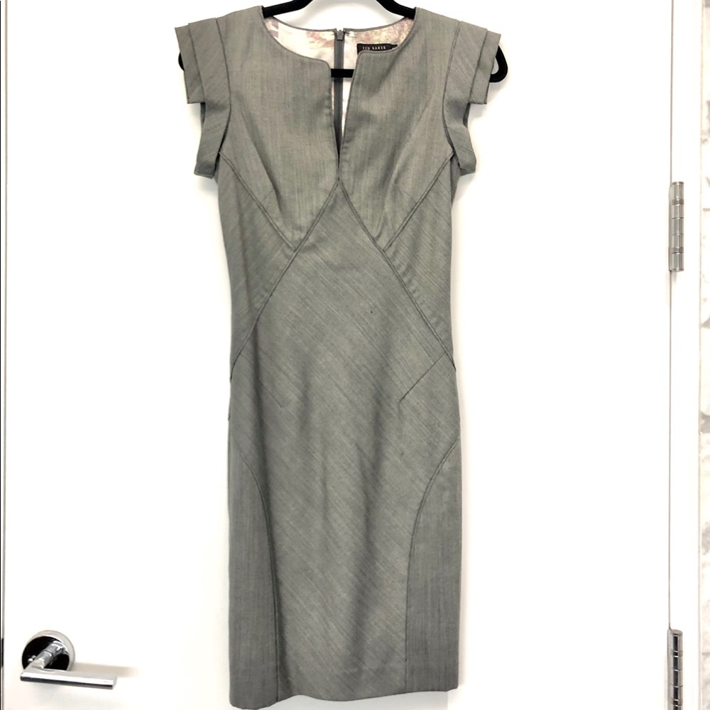 Ted Baker Grey Suit Midi Dress A Line - US 0